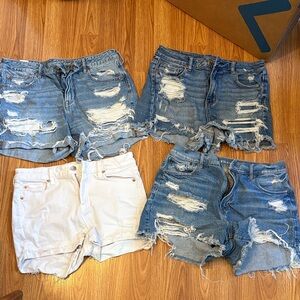 American Eagle Outfitters Distressed Blue and White Jean Shorts
